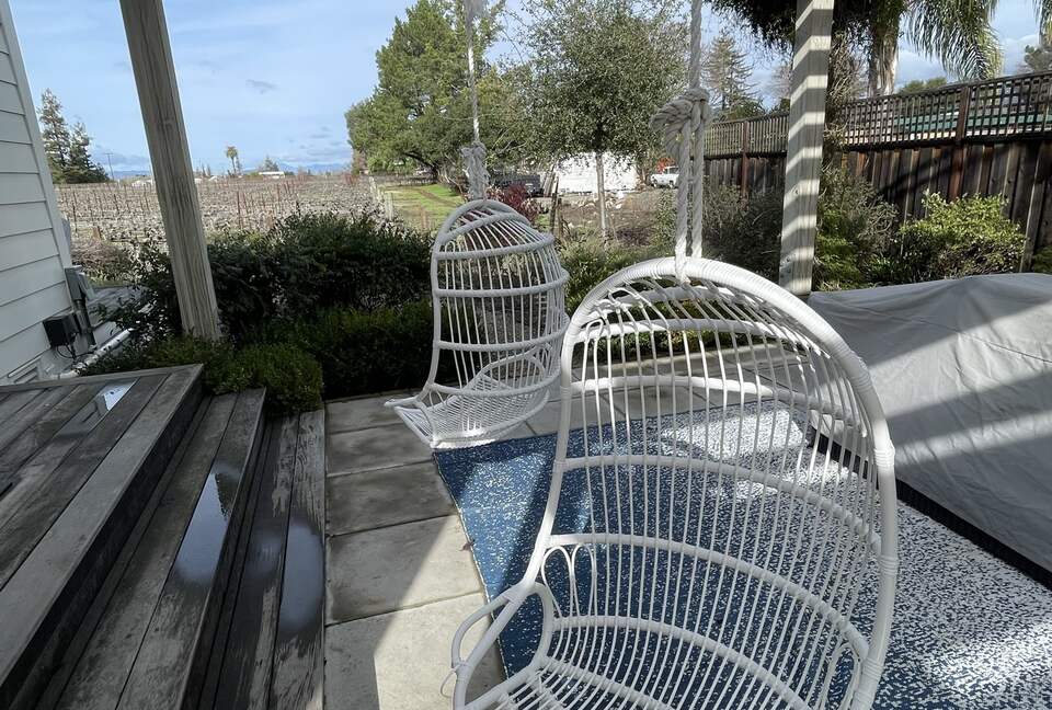 The private patio off of the bunk room.
