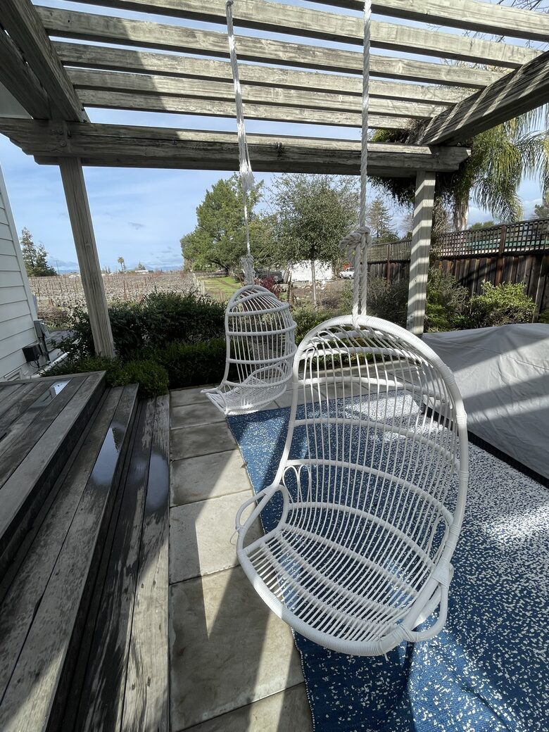 The private patio off of the bunk room.