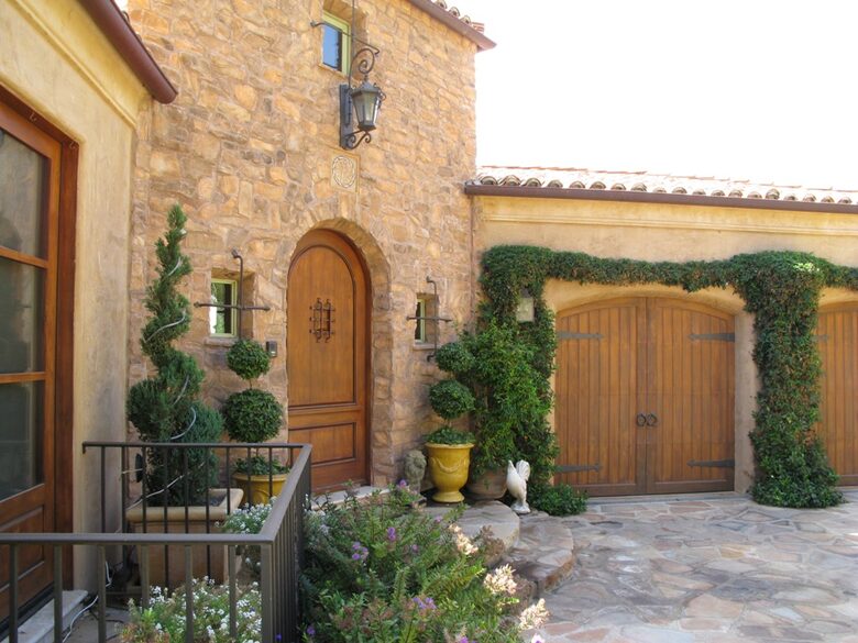 Villa Bella Malibu front door and 2-car garage