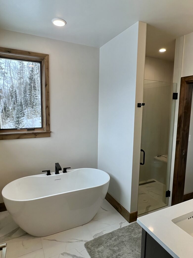 Master bath with tub and shower