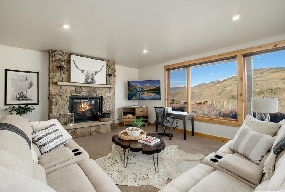 Lower level fireplace