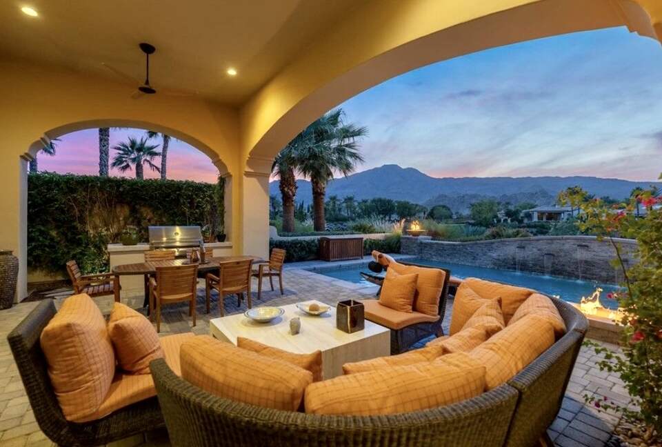 Patio with seating and dining areas