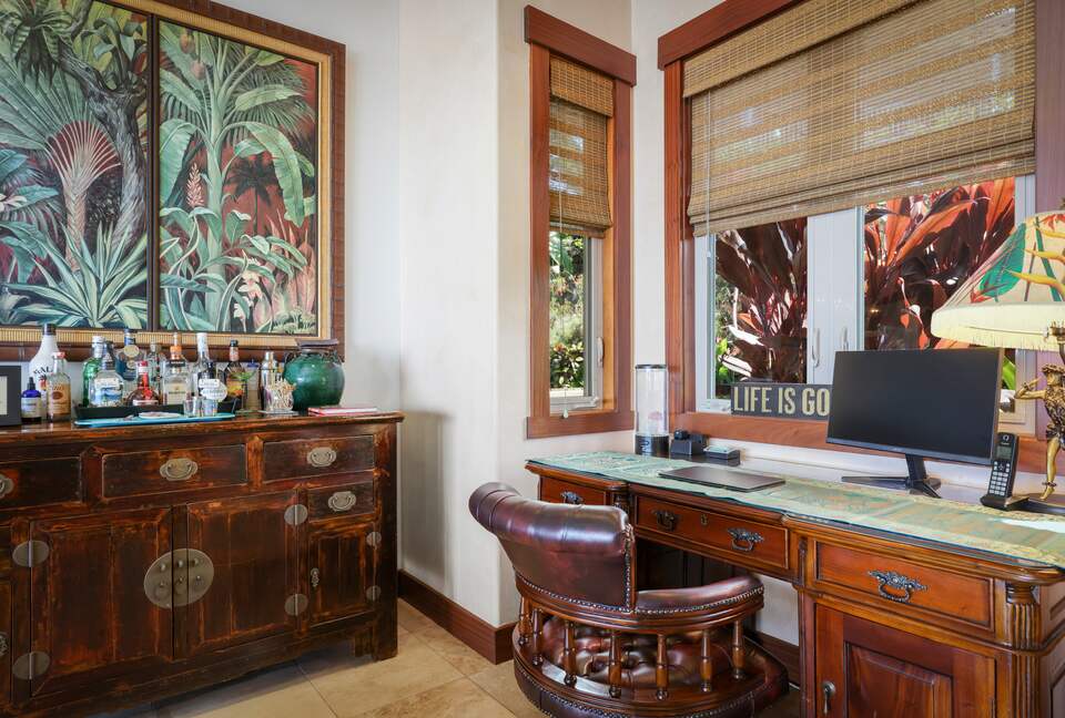 quiet desk area complete with computer screen