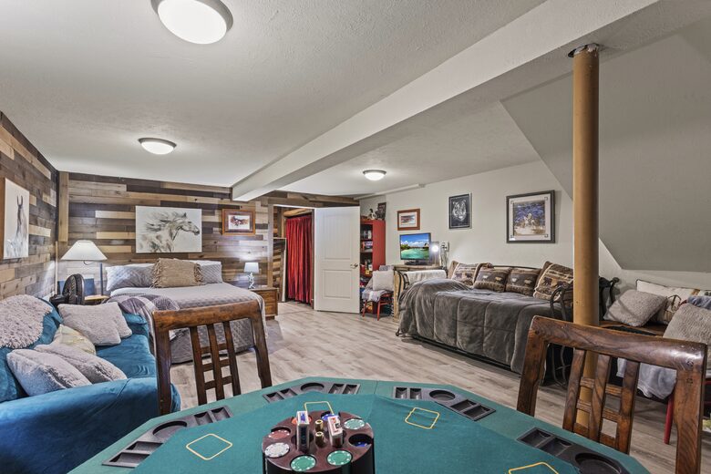 Poker table and lots of games to keep you entertained