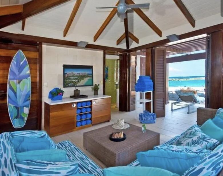 Luxury Ocean View Studio with balcony and a rare 2 queen bed set up at Reef Atlantis - Paradise Island, Bahamas