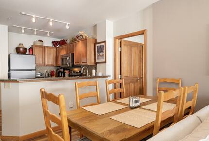 Dining table and kitchen