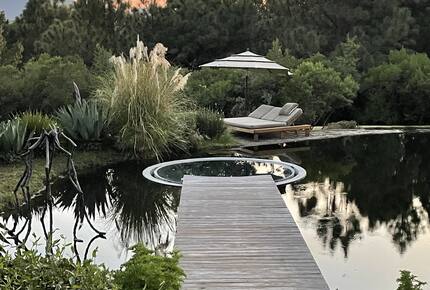 Hot tub inside natural swimming Pool.