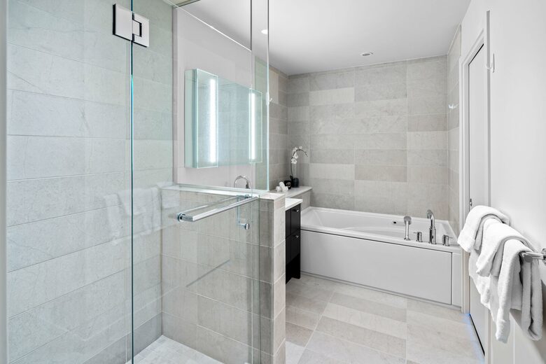 Master bathroom with separate tub