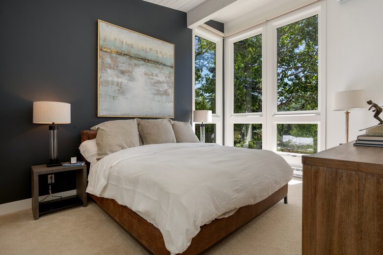 Master bedroom with mountain views