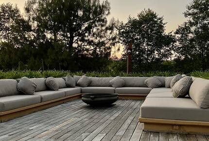 FIre pit with 180 degrees view of mountains