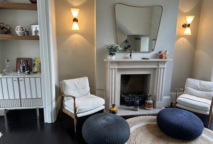 SITTING AREA WITH GAS FIRE PLACE AND GIN CUPBOARD