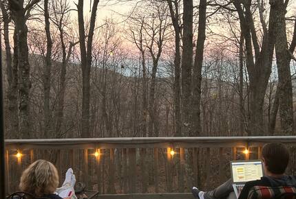 The owners pretending to work on a spring afternoon.