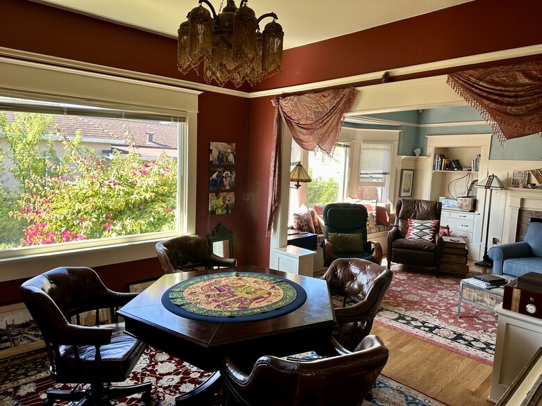 Living room and dining/game room