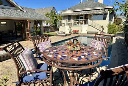 Garden table near pool