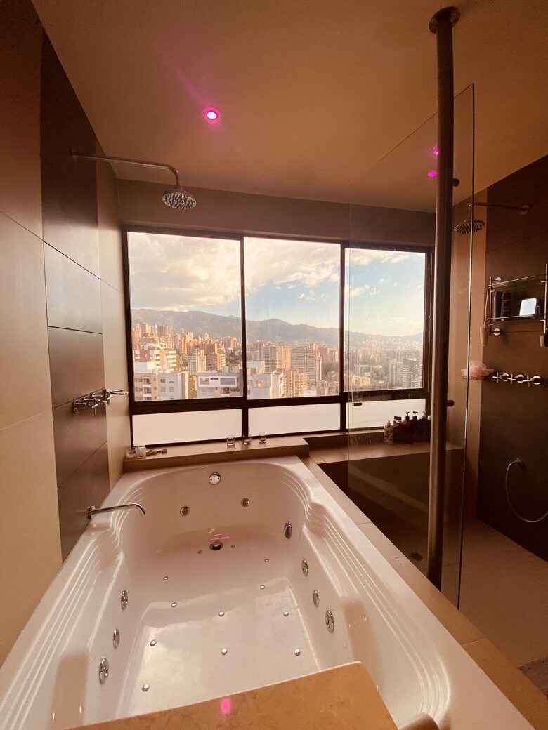 Master bathroom jacuzzi tub with shower