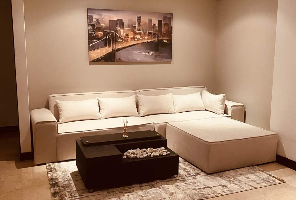 Upstairs lounge area with terrace