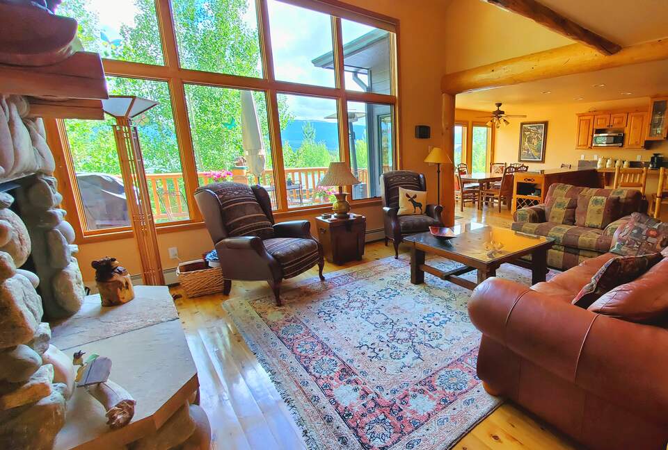 living room with mountain views