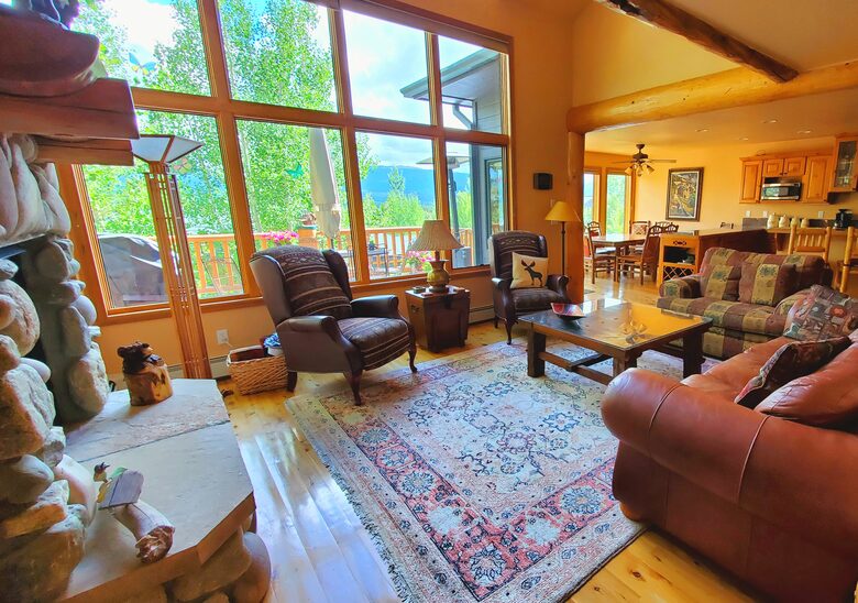 living room with mountain views