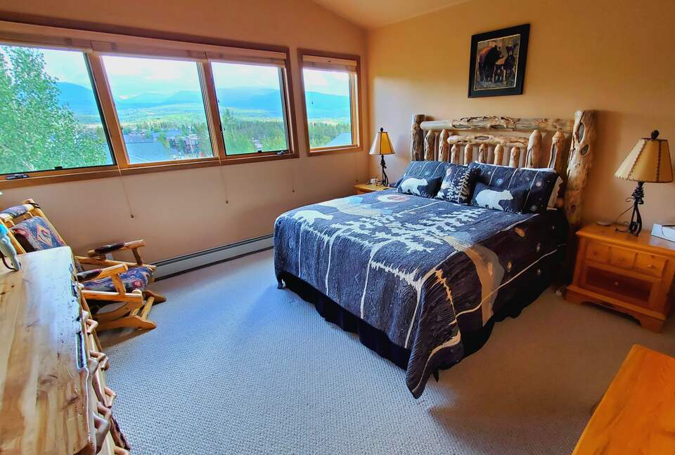 King Bed Primary Suite, upper-level with mountain views