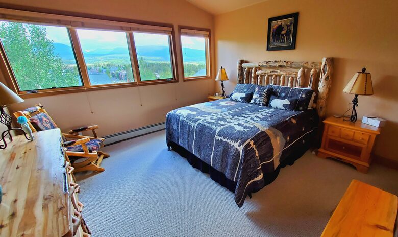 King Bed Primary Suite, upper-level with mountain views