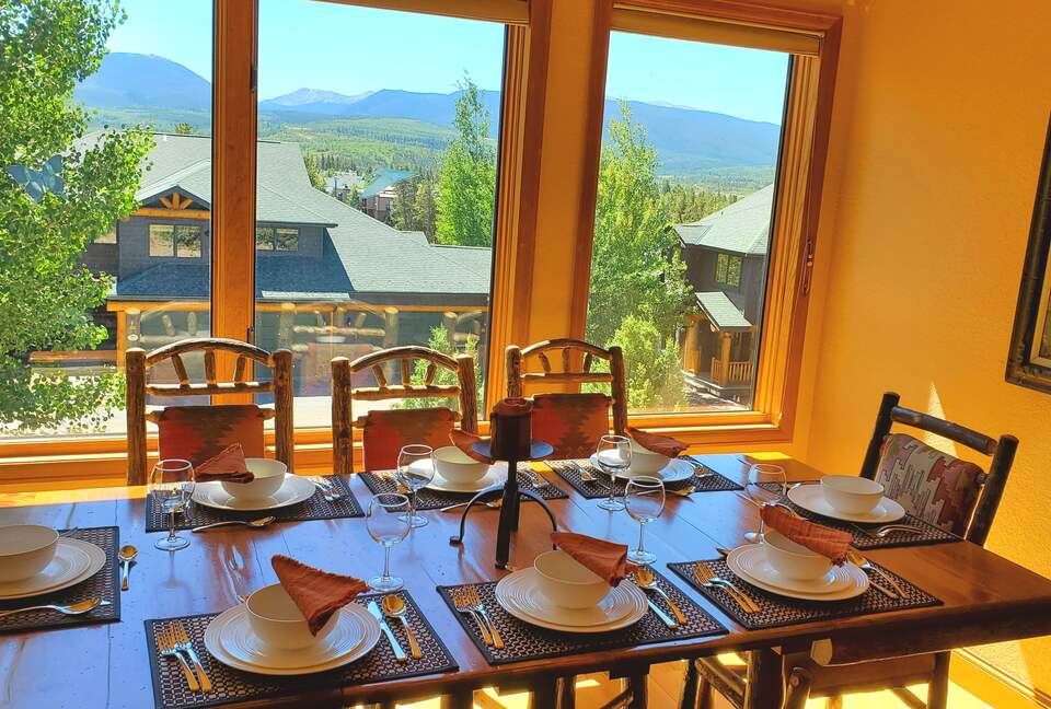 Dining room with mountain views