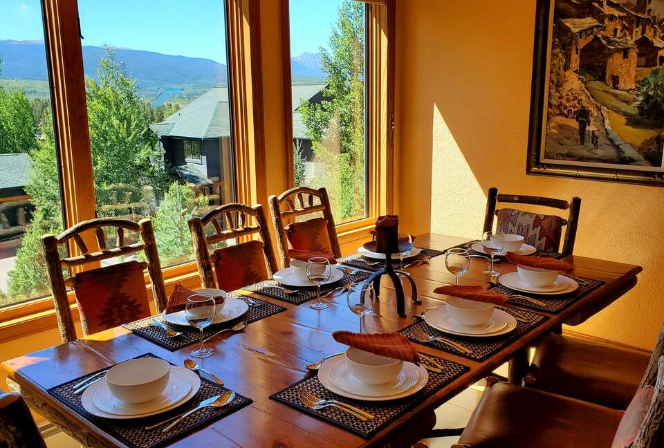 Dining room with mountain views