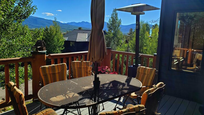 Deck, with mountain views