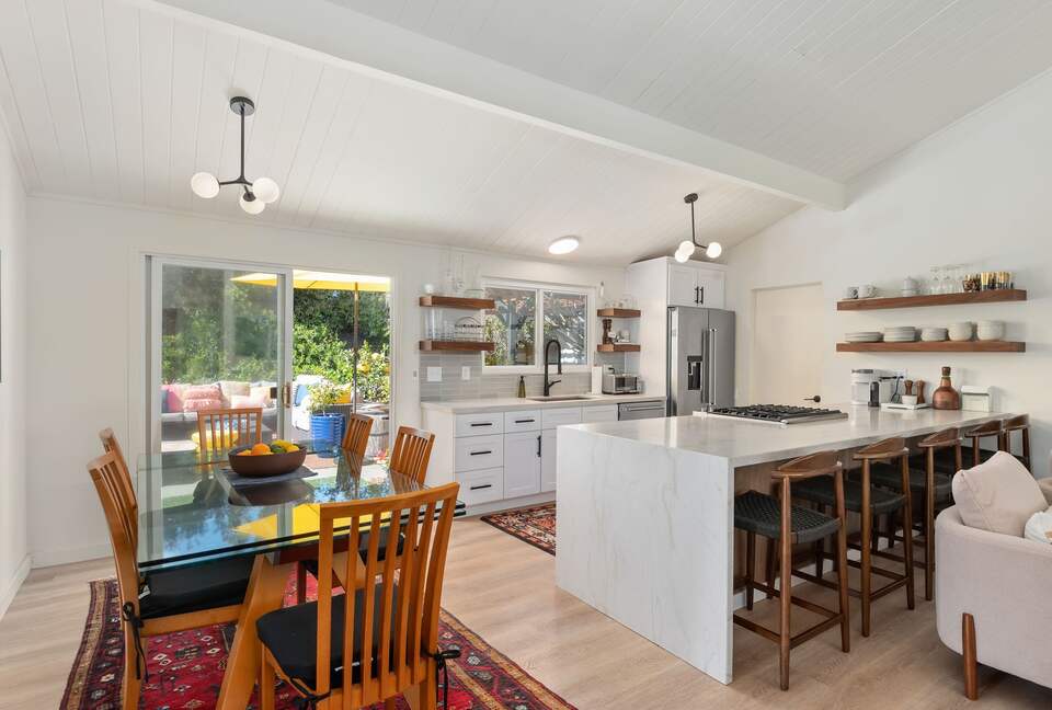 Open dining and kitchen