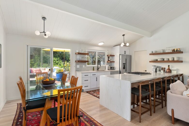 Open dining and kitchen