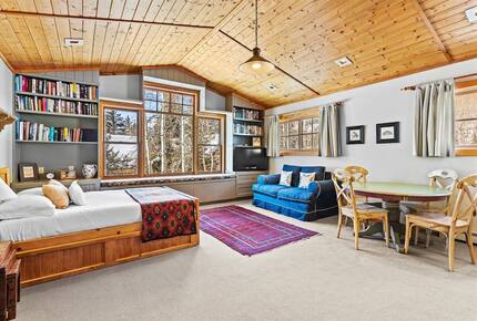 Studio with full bed and full trundle. TV